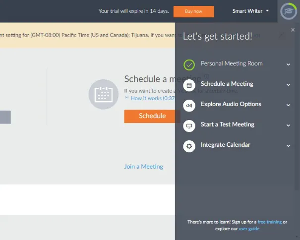 GoToMeetings uses a checklist to give users a roadmap to follow.