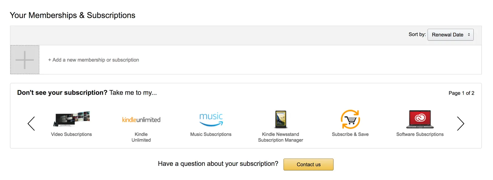 Your active subscriptions will show up here, giving you the option to cancel / upgrade / downgrade etc.