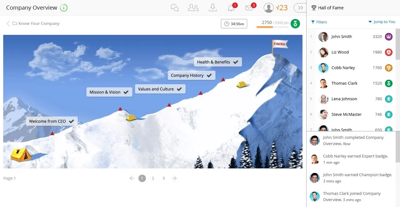 Example of point system/gamification from MindTickle’s platform. Source
