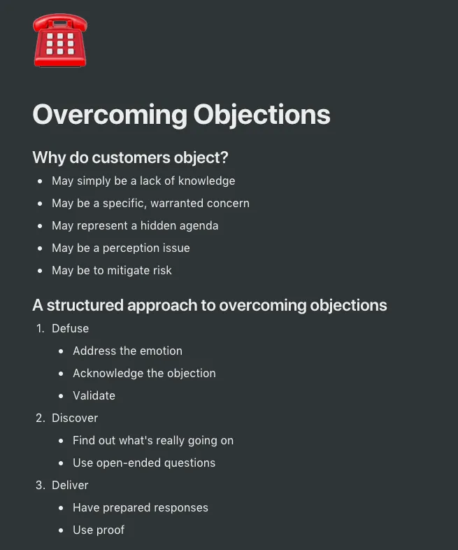 A taste of our process for overcoming common objections