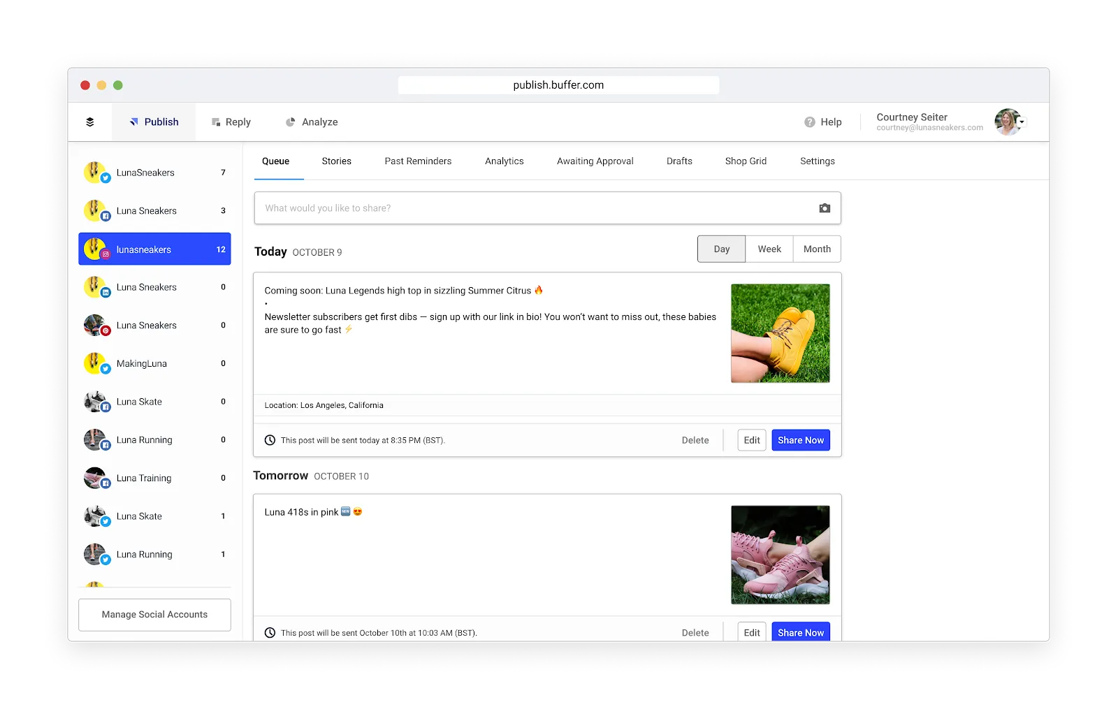 Buffer's suite of tools helps you engage customers on social media.